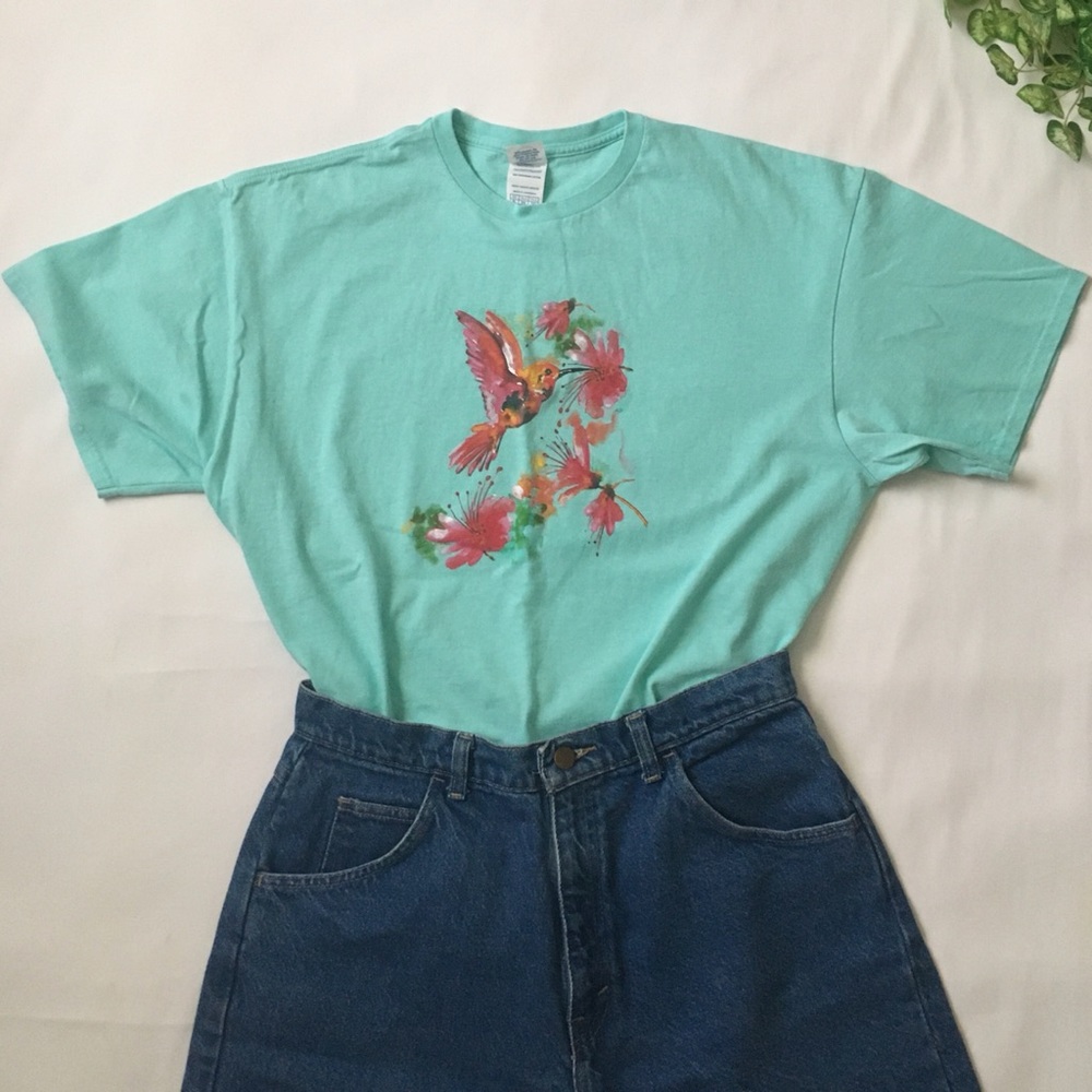 Graphic Spring Birds and Flowers T-shirt